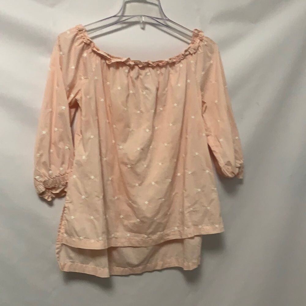 ELLE EMBROIDERY PEACH & WHITE BLOUSE SIZE M